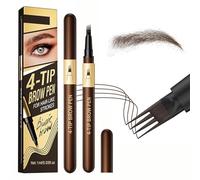 Microblading Eyebrow Pen with 4 Fork Tip,Precise Brush Create Natural Hair-Like Strokes Waterproof Sweatproof for Women,Smudge-Proof & Long-Lasting,Defined Eyebrow Pen for Sparse Brows (Black Brown)