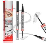 Microblading Eyebrow Pencil, 2-in-1 Dual-Ended Eyebrow Pen with 4 Fork Tips & Brow Gel, Long-Lasting Waterproof Eye Brow Pencil, Smudgeproof Brow Pen for Natural Looking Brows Makeup - Grey