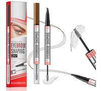 Microblading Eyebrow Pencil, 2-in-1 Dual-Ended Eyebrow Pen with 4 Fork Tips & Brow Gel, Long-Lasting Waterproof Eye Brow Pencil, Smudgeproof Brow Pen for Natural Looking Brows Makeup - Light Brown