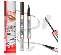 Microblading Eyebrow Pencil, 2-in-1 Dual-Ended Eyebrow Pen with 4 Fork Tips & Brow Gel, Long-Lasting Waterproof Eye Brow Pencil, Smudgeproof Brow Pen for Natural Looking Brows Makeup - Dark Brown