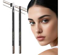 Microblading Eyebrow Pencil 2 Pack Waterproof - Wooden Brow Pen with Built-in Sharpener, Fine Tip for Hair Like Strokes & All Day Wear, Brown