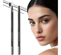 Microblading Eyebrow Pencil 2 Pack Waterproof - Wooden Brow Pen with Built-in Sharpener, Fine Tip for Hair Like Strokes & All Day Wear, Black