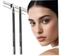 Microblading Eyebrow Pencil 2 Pack Waterproof - Wooden Brow Pen with Built-in Sharpener, Fine Tip for Hair Like Strokes & All Day Wear, Brown for Daily Use