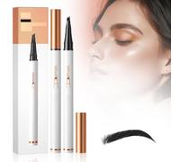 Microblading Eyebrow Pencil 2PCS, New 3D Waterproof Eyebrow Microblading Pen 4 Fork Tip, Magic Makeup Long-Lasting with Micro Fork Tip (Black)