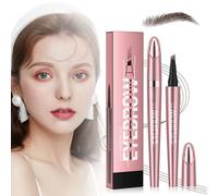Microblading Eyebrow Pencil 4-Tip, Waterproof & Long-Lasting, Dark Brown Eyebrow Lifting Set for Natural Makeup (Hellbraun)