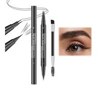 Microblading Eyebrow Pencil, Brow Pencil 2-in-1 Dual-Ended with Micro-Fork-Tip and Precise Brush-Tip for Natural-Looking Hair-Like Defined Brows, 3D Waterproof Eyebrow Pencil Last All-Day, Dark Brown