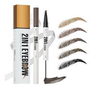 Microblading Eyebrow Pencil, Waterproof, Eyebrow Colour with Tint and 4 Micro Fork Tips, 2-in-1 Eyebrow Pencil, Hair Drawing, Eyebrow Pencil Smudge-Proof, Long-Lasting, Natural (Black Brown)