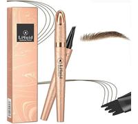 Microblading Liquid Eyebrow Pencil,3D Long-Lasting Eyebrow Pen,Magic Waterproof Eyebrow Tint with 4 Micro-Fork Tip for Natural-Looking,Smudgeproof Makeup Rapid Eyebrow Colours(01 Light Coffee)