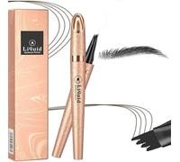 Microblading Liquid Eyebrow Pencil,3D Long-Lasting Eyebrow Pen,Magic Waterproof Eyebrow Tint with 4 Micro-Fork Tip for Natural-Looking,Smudgeproof Makeup Rapid Eyebrow Colours (04 Black)