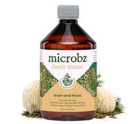 MICROBZ Lion's Mane Mushroom Liquid Probiotics - 25:1 Lions Mane Extract with Fermented Probiotic Strains Lactobacillus & Bifidobacteria - Brain & Focus Supplement - Vegan, Gluten-Free (31 Servings)
