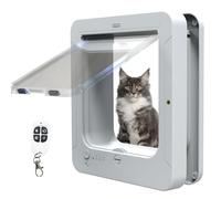 Microchip Cat Door with 2 Sensor Collars and Remote Control, Selective Entry Flap for Cats and Small Dogs, Opening Size: 7 7/8" x 7 1/2"