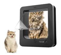 Microchip Cat Flap (Outer Size 11.5" X 10"), 4 Way Locking Large Cat Flap Door for Interior Exterior Doors, Weatherproof Pet Door for Cats & Doggie (Black)