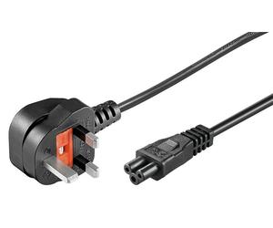 MicroConnect 2m Power Cord UK Plug to C5, Black, H05VV-F 3G0.75 (PE090818)