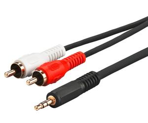 MicroConnect AUDLC15G Audio Cable 15m - 3.5mm Male to 2 x RCA Male Black