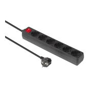 MicroConnect GRU0065B 6-way Schuko Socket 5M Black