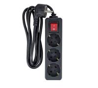 MicroConnect MC-GRU0033BS Power Strip - 3-Way Type F, 3m, On/Off Switch, Black