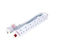 MicroConnect MC-UKSURGESTRIP6-2M 6-way UK Surge Protected
