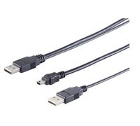 MicroConnect Mini USB 2 x USB A/Mini USB B 0.6 m 0.6 m 2 x USB A Male to B Male USB Cable - USB Data Cable (Black, 0.6 M, Mini Usb B; 2 x USB 2.0; 0.6 m; male/male, black)
