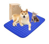 MICROCOSMOS Summer Cooling Mat & Sleeping Pad- Water Absorption Top, Materials Safe, Easy Carry, EZ Clean. Keep Cooling for Pets, Kids and Adults.(Dark Blue, 28" x 22")