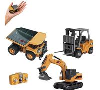 MicroCrew/Circulationk/Sincerskilled/Watchatest/Incorporaty Mini RC Construction Series, Mini Rechargeable Remote Control Building Toy- Forklift, Excavator & Dump Truck (Complete Set (All 3 Vehicles))