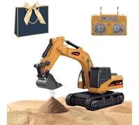 MicroCrew Mini RC Construction Series, Mini Rechargeable Remote-Control Construction Set, 1/64 RC Control Metal Car Set - Forklift, Excavator, Dump Truck, Vehicles Toy for Adults Kids (Excavators)