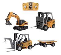 Microcrew Mini RC Construction Series - Pocket Dump Truck, Excavator & Forklift Set, 2.4GHz 1/64 Remote Control Vehicles with Type-C Charging (Three-piece set)