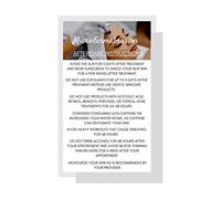 Microdermabrasion Aftercare Cards | 50 Pack | Size 2 x 3.5” inches Business Card Size | Microdermabrasion PMU | Aftercare Instructions White with Photo Design
