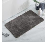 Microfiber Bath Mat Large, Super Absorbent Non-Slip Shower Rug Front Door Mats, Machine Washable Dry Extra Soft Bathroom Floor Rugs for Bathtub-Side (Grey,90x60cm)