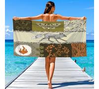 Microfiber Beach Towel 152 x 76 CM for Adult European, Intricate, Branches Red Foxes, Moths, White Flowers, Hearts Pool Towels Sand Free Quick Dry for Travel, Swimming, Holiday