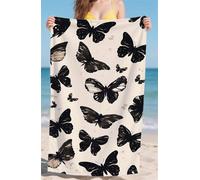 Microfiber Beach Towel Beige Large Beach Towels for Adults 70x140cm Travel Towel Quick Dry Sunbed Towels with Pockets Sand Free,Light Compact for Outdoor Sport Beach Holiday Essentia Butterfly bz-792