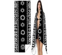 Microfiber Beach Towel Black and White 24x48 in Compact Lightweight Intimate snap button, Abstract Beach for Adults Oversized Sand Free Soft Travel Towel Quick Dry for Swimming Yoga Camping SYX5 4-E