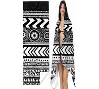 Microfiber Beach Towel Black and White 32x64in Compact Lightweight Intimate snap button, Abstract Beach for Adults Oversized Sand Free Soft Travel Towel Quick Dry for Swimming Yoga Camping SYX3 5-6