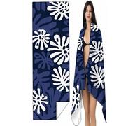 Microfiber Beach Towel Blue 36 x 80in Compact Lightweight Intimate snap button, Abstract Beach for Adults Oversized Sand Free Soft Ldeal Travel Towel Quick Dry for Swimming Yoga Camping Gym SYX7 G-H