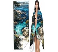 Microfiber Beach Towel Blue 36 x 80in Compact Lightweight Intimate snap button, Abstract Beach for Adults Oversized Sand Free Soft Ldeal Travel Towel Quick Dry for Swimming Yoga Camping Gym SYX7 4-N
