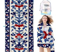 Microfiber Beach Towel Blue 40 x 80Inch Compact Lightweight Intimate snap button, Flowers Beach for Adults Oversized Sand Free Soft Ldeal Travel Towel Quick Dry for Swimming Yoga Camping Gym SYX7 D-7