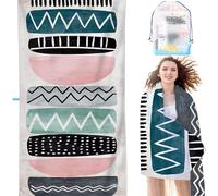 Microfiber Beach Towel Blue and White 40 x 80Inch Compact Lightweight Intimate snap button, Abstract Beach for Adults Oversized Sand Free Soft Travel Towel Quick Dry for Swimming Yoga Camping SYX1 V-L