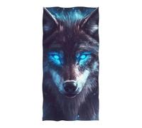Microfiber Beach Towel Blue Eyed Wolf Beach Towel Personalized Soft Washcloths, For Home, Pilates, Yoga, 80x130cm