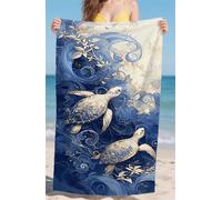 Microfiber Beach Towel Blue Large Beach Towels for Adults 75x160cm Travel Towel Quick Dry Sunbed Towels with Pocket Sand Free,Light Compact for Outdoor Sport Beach Holiday Essentia Sea Turtles bz-676