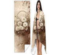 Microfiber Beach Towel Brown 40 x 80Inch Compact Lightweight Intimate snap button, Flowers Beach for Adults Oversized Sand Free Soft Ldeal Travel Towel Quick Dry for Swimming Yoga Camping Gym SYX1 O-X