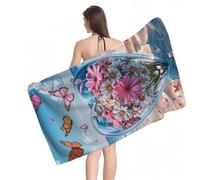 Microfiber Beach Towel Daisy Heart Beach Towels for Adults, 100x200cm Large Yoga Towel, Quick Dry, Sand Free, Soft, Compact Lightweight Travel Towels for Swimming Yoga Camping Gym Holiday Y1-910
