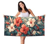Microfiber Beach Towel for Adult Oversized Extra Large, Absorbent Lightweight Quick Dry Sand Free Travel Swim Pool Towel Beach Mat Yoga, Camping, Sports, Gym for Women Men Red Flower 70x140cm G-2142