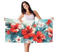 Microfiber Beach Towel for Adult Oversized Extra Large, Absorbent Lightweight Quick Dry Sand Free Travel Swim Pool Towel Beach Mat Yoga, Camping, Sports, Gym for Women Men Red Flower 75x150cm G-2123