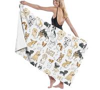 Microfiber Beach Towel for Adults, I Love Dogs and Bones Oversized Travel Beach Towels, 80 x 130 cm Pool Towels, Large Sand Free Beach Towels for Kids