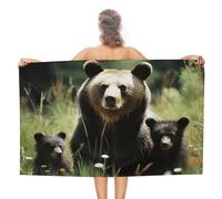 Microfiber Beach Towel Mama Bear Bath Sheets Soft Lounge Pool Blanket, For Camping, Swimming, Yoga, 80x130cm