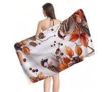Microfiber Beach Towel Maple Leaf Bird Beach Towels for Adults, 70x140cm Large Yoga Towel, Quick Dry, Sand Free, Soft, Compact Lightweight Travel Towels for Swimming Yoga Camping Gym Holiday Y1-866