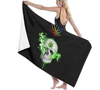 Microfiber Beach Towel Oversize,Weed Leaf Skull Quick Dry Extra Large Bath Towel For Adult Men Women,Sand Proof Resistant Sandless,XL Personalized Travel Pool Towel