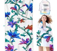Microfiber Beach Towel Purple 36x72Inch Compact Lightweight Intimate snap button, Flowers Beach for Adults Oversized Sand Free Soft Ldeal Travel Towel Quick Dry for Swimming Yoga Camping Gym SYX7 0-M
