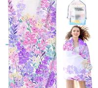 Microfiber Beach Towel Purple 36x72Inch Compact Lightweight Intimate snap button, Flowers Beach for Adults Oversized Sand Free Soft Ldeal Travel Towel Quick Dry for Swimming Yoga Camping Gym SYX5 D-7