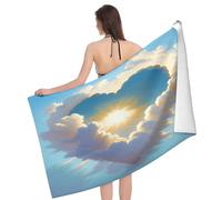 Microfiber Beach Towel The Sun Shining Through A Heart Shaped Cloud Pattern Quick Dry Bath Towel Personalized Soft Washcloths, For Pilates, Surfing, Home, 80x130cm