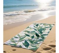 Microfiber Beach Towel White Large Beach Towels for Adults 70x140cm Travel Towel Quick Dry Sunbed Towels with Pockets Sand Free, Light Compact for Outdoor Sport Beach Holiday Essentia Leaf bz-210
